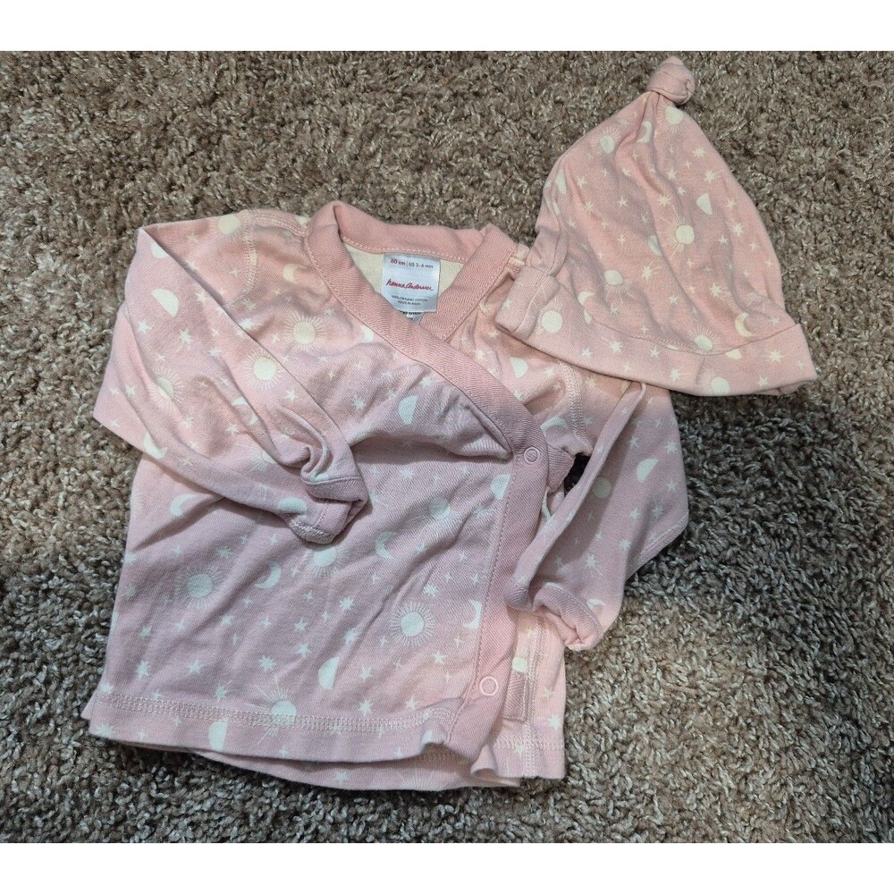 Hanna Andersson kimono top and hat size 3-6 months